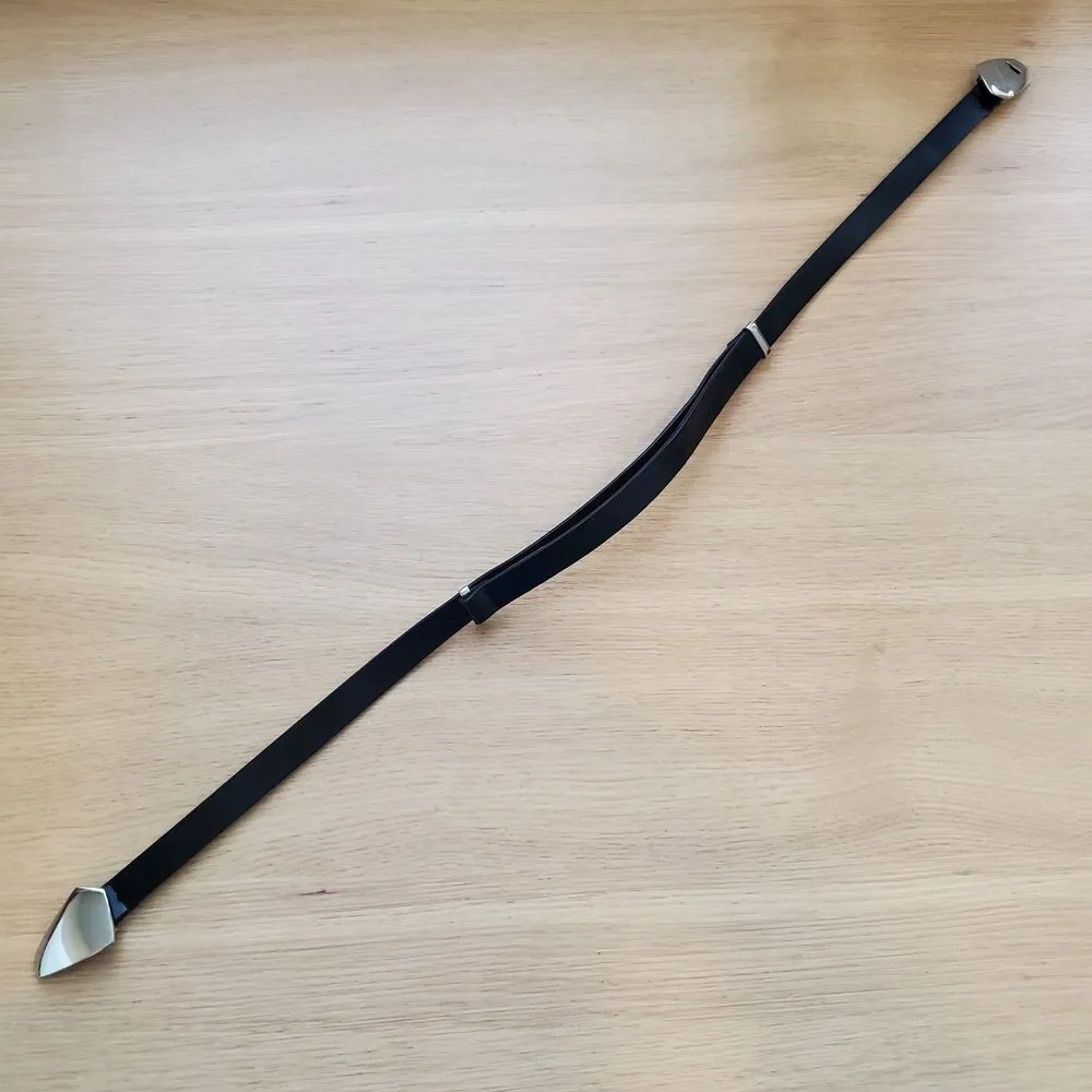 Vintage 80s Silver Buckle Black Belt